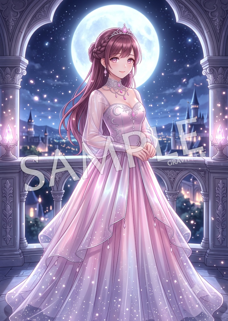 【GRAVITY工廠】ファンタジー・月光と星屑のプリンセスドレス 衣装プロンプト＆構成図アセットセット