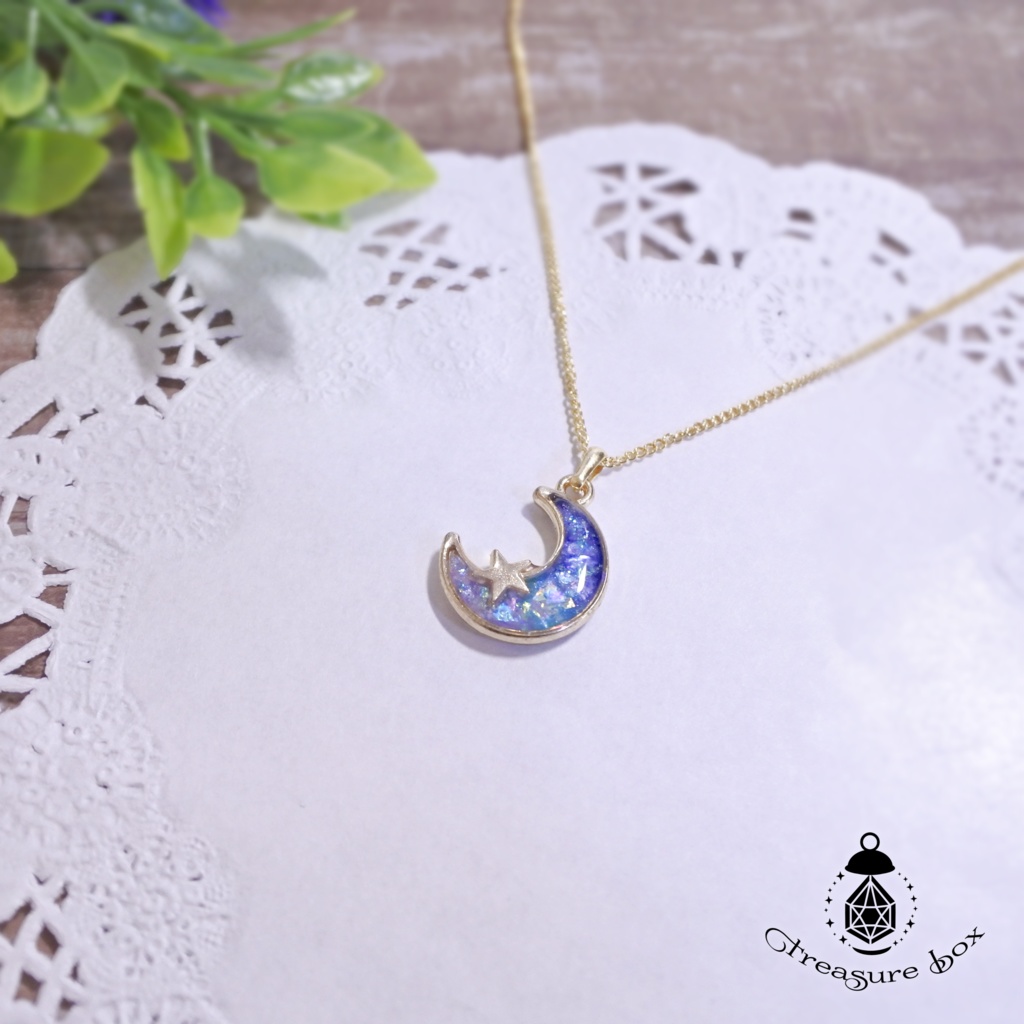 綺羅月ネックレスプチ-蒼-