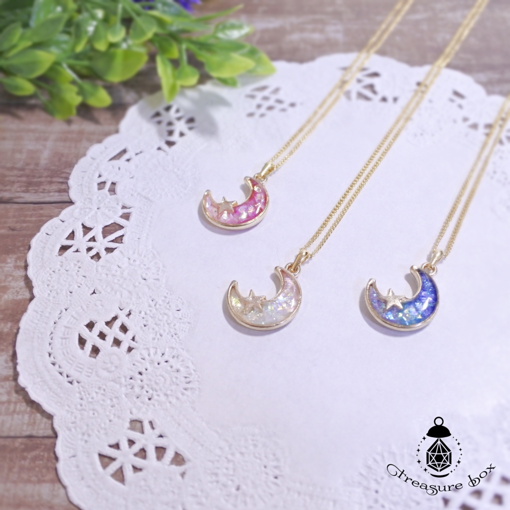 綺羅月ネックレスプチ-紅-