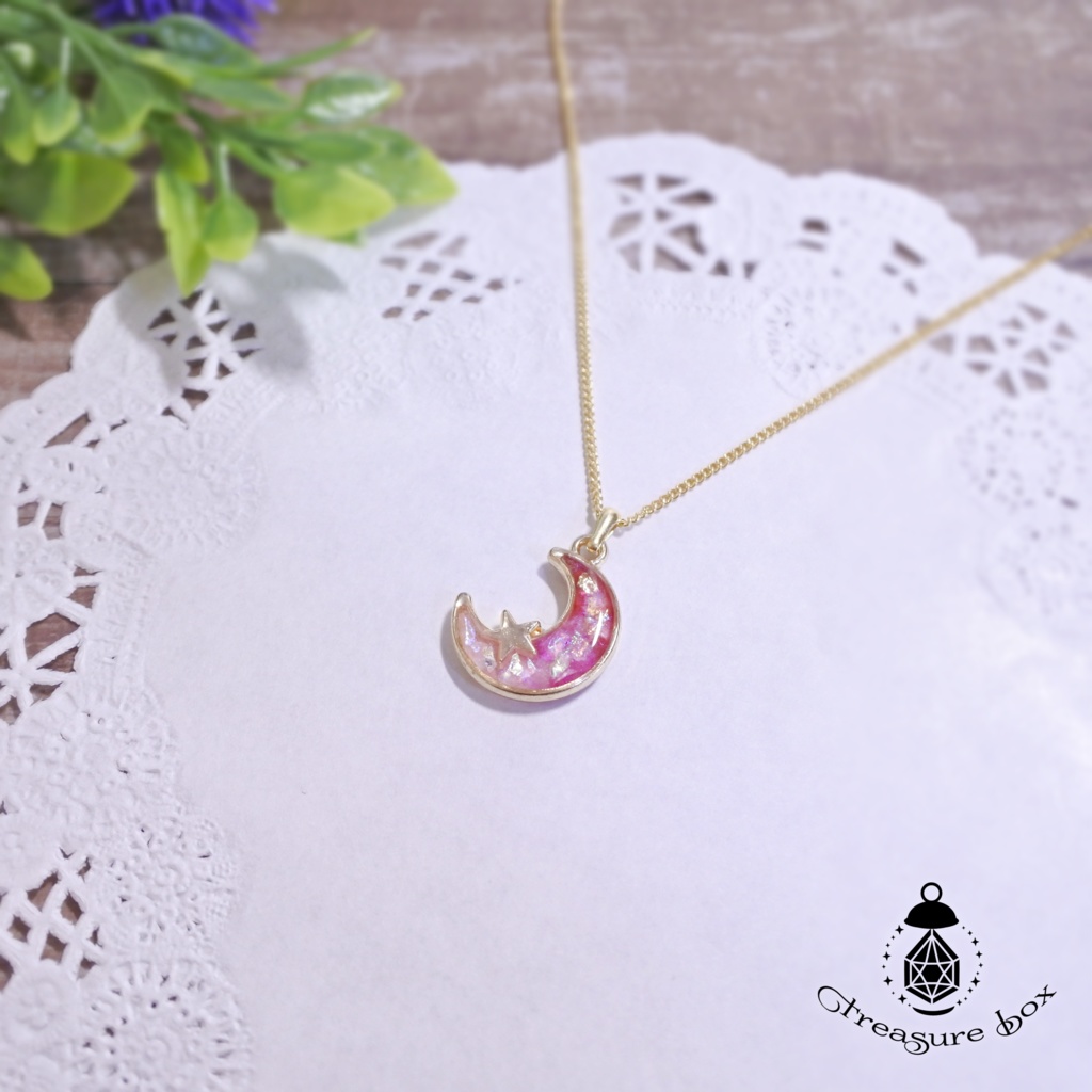 綺羅月ネックレスプチ-紅-