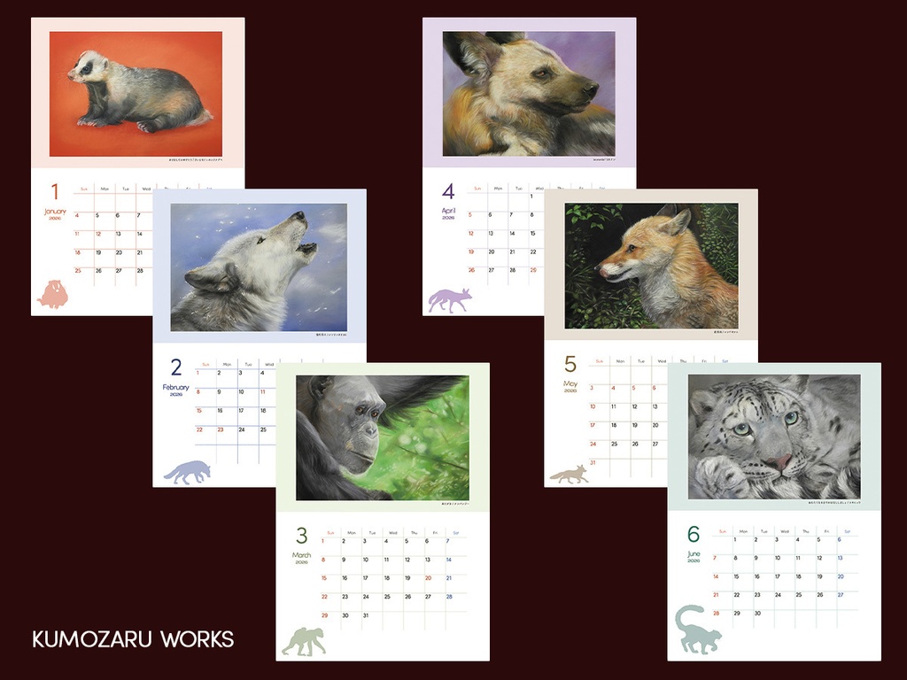 2026年パステル画カレンダーA4サイズ中綴じ・壁掛け