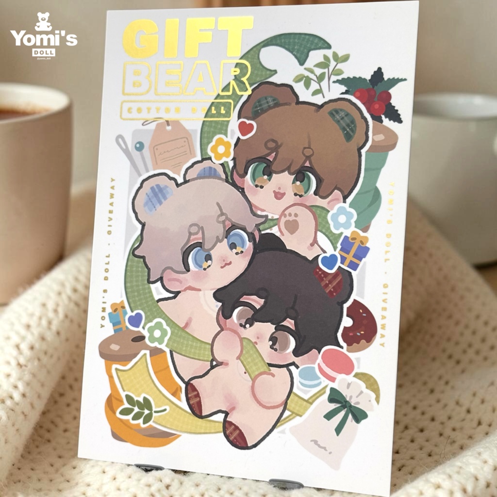ギフトベア(Giftbear)箔押しポストカード(ノベルティ品)