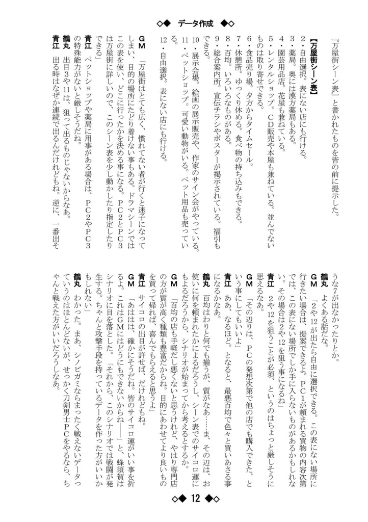 シノビガミリプレイ 刀剣乱舞セッション 兄者が欲しい膝丸のためにGMに挑戦する蜂須賀を支える鶴丸と青江の話