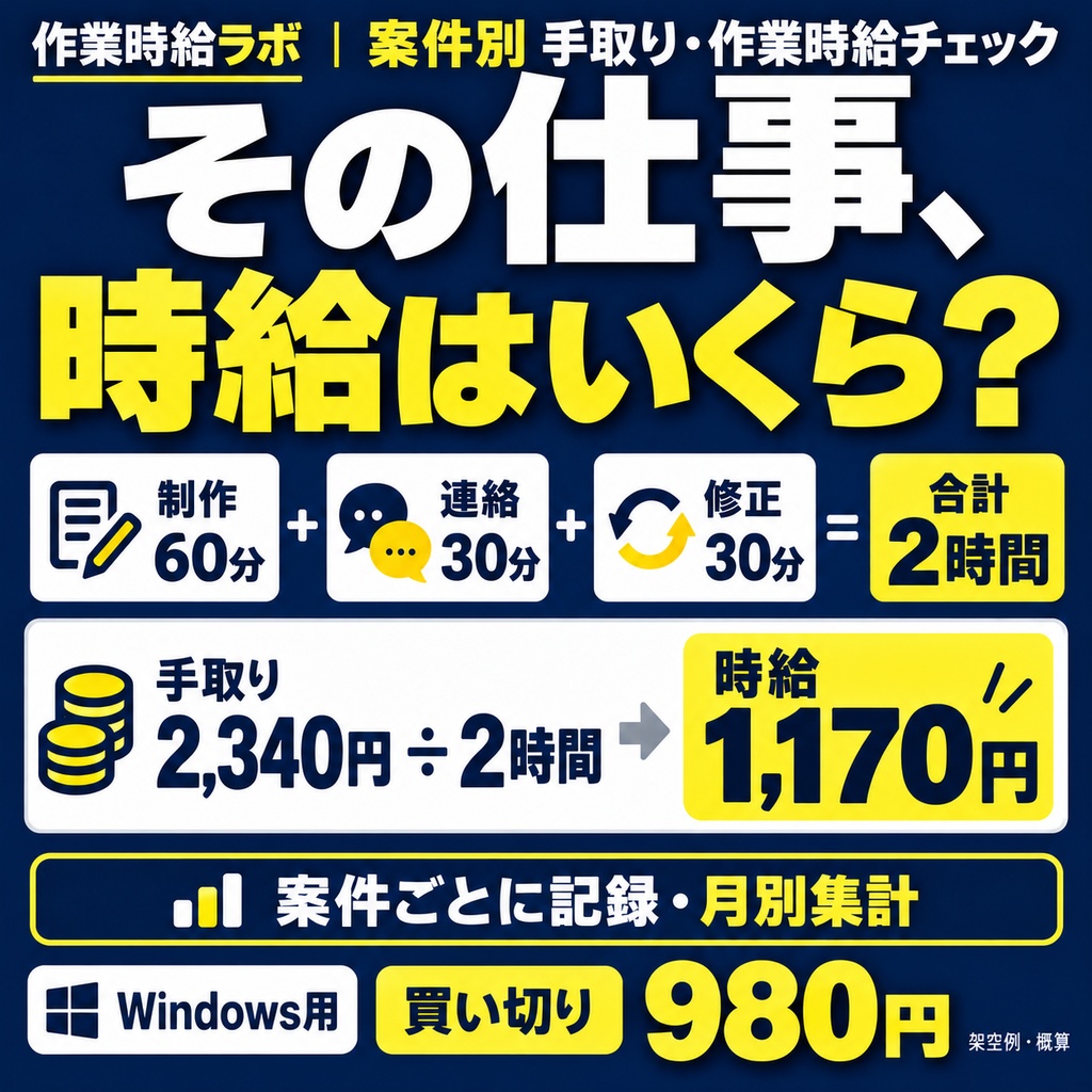 案件別 手取り・作業時給チェック｜制作・連絡・修正の時間から値付けを見直す