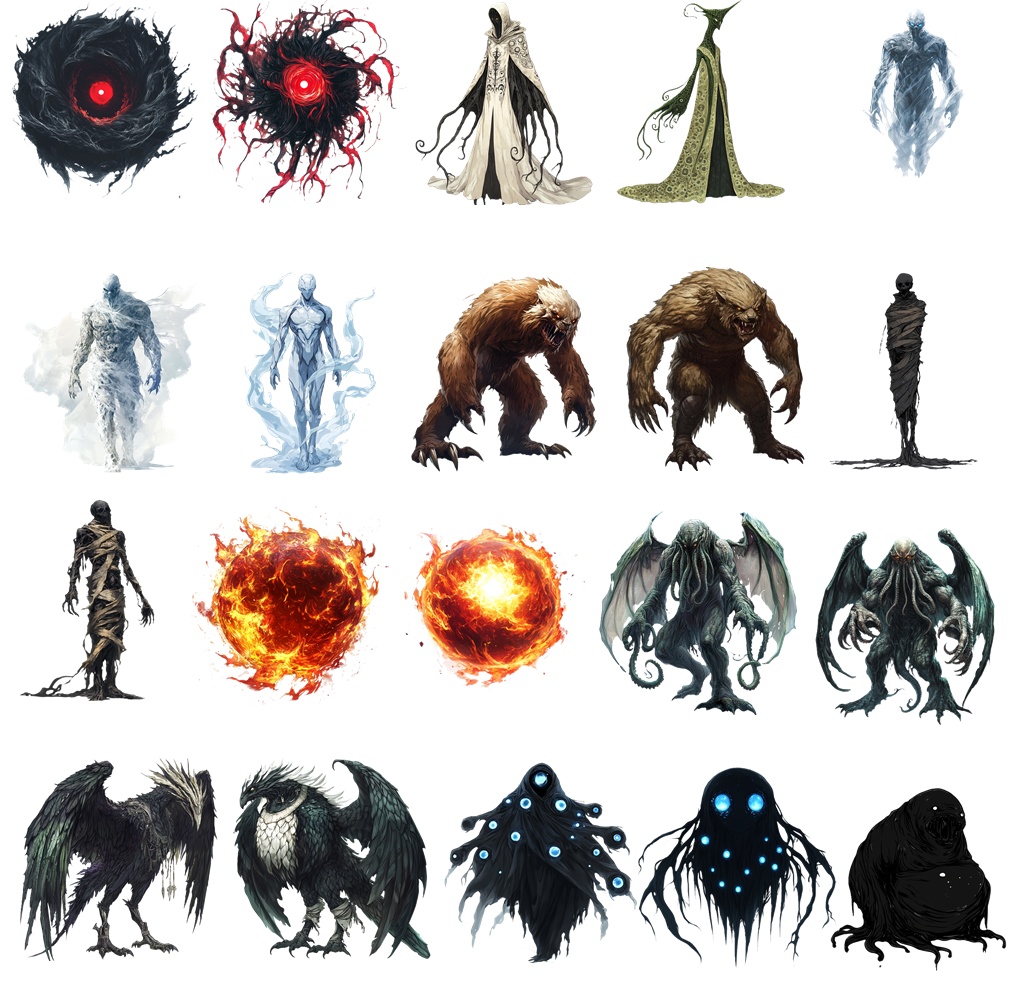 【立ち絵】クトゥルフ神話・神話生物詰め合わせ、脳缶付【TRPG】