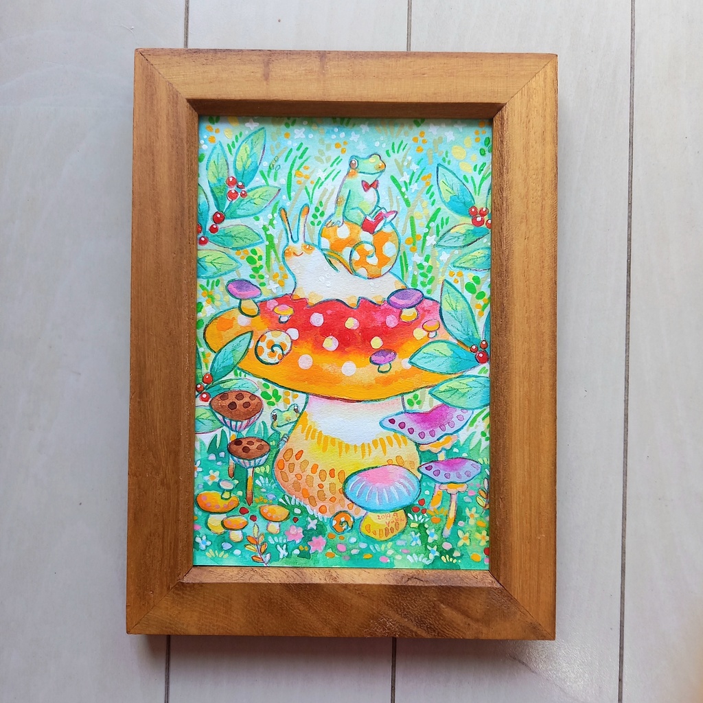 【額装原画作品】キノコの森ゆったりツアー