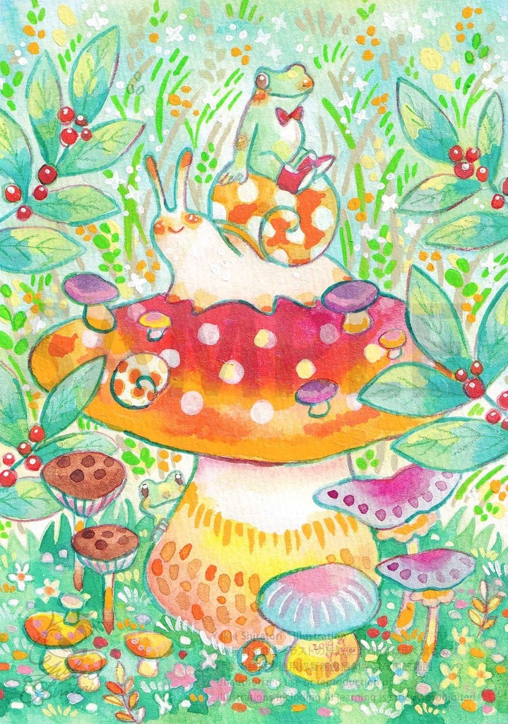 【額装原画作品】キノコの森ゆったりツアー