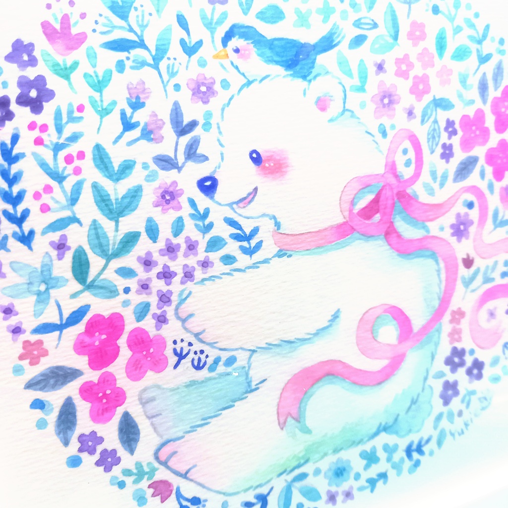 お花が好き白くまさん