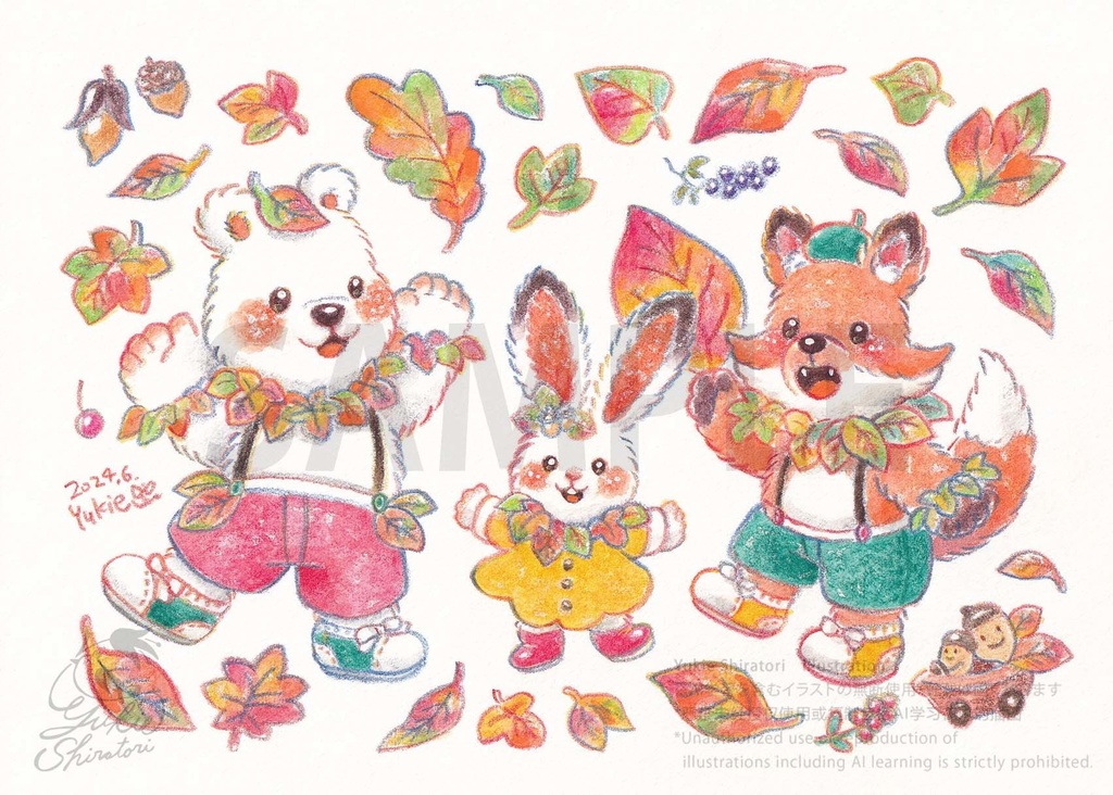 【額装原画作品】落ち葉舞う