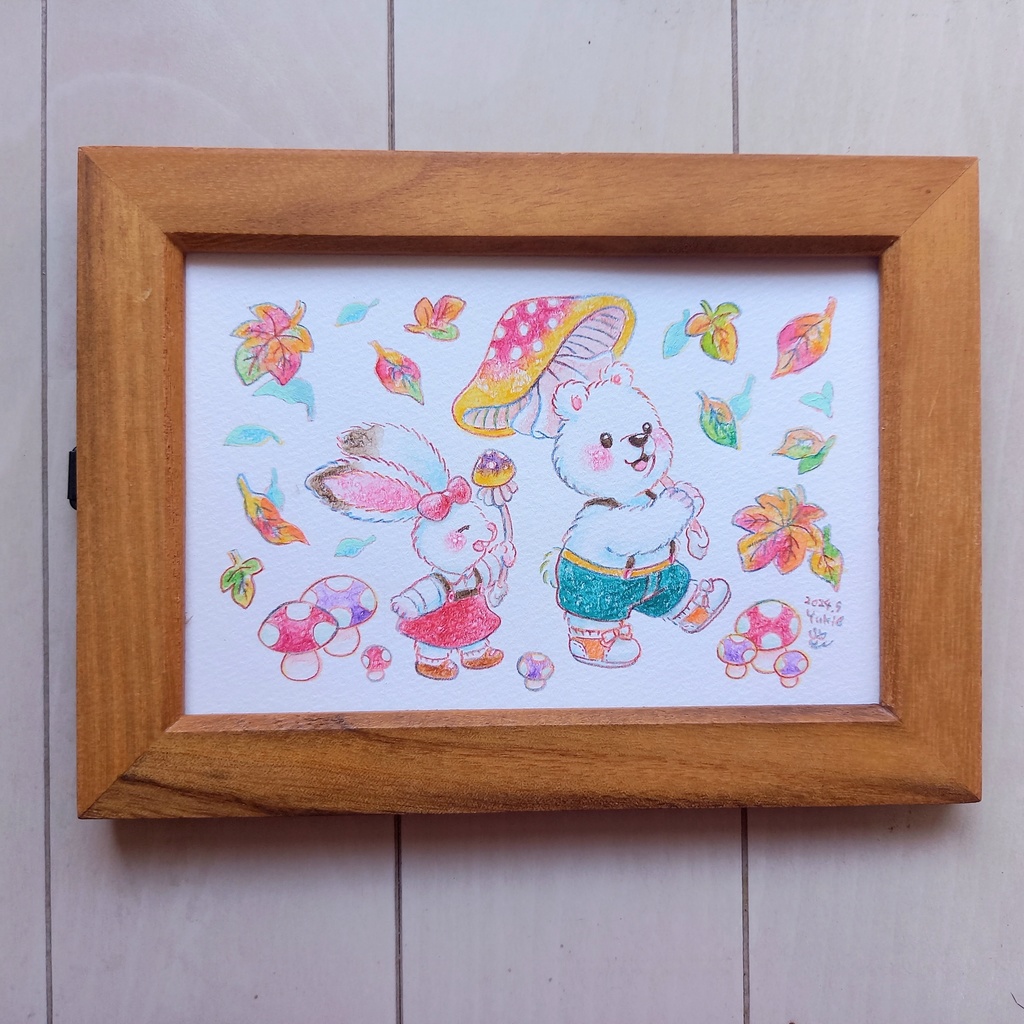 【額装原画作品】キノコ行進