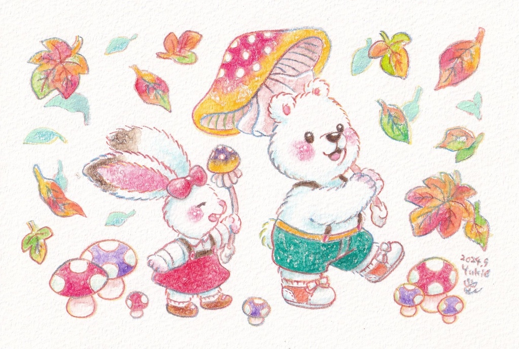 【額装原画作品】キノコ行進