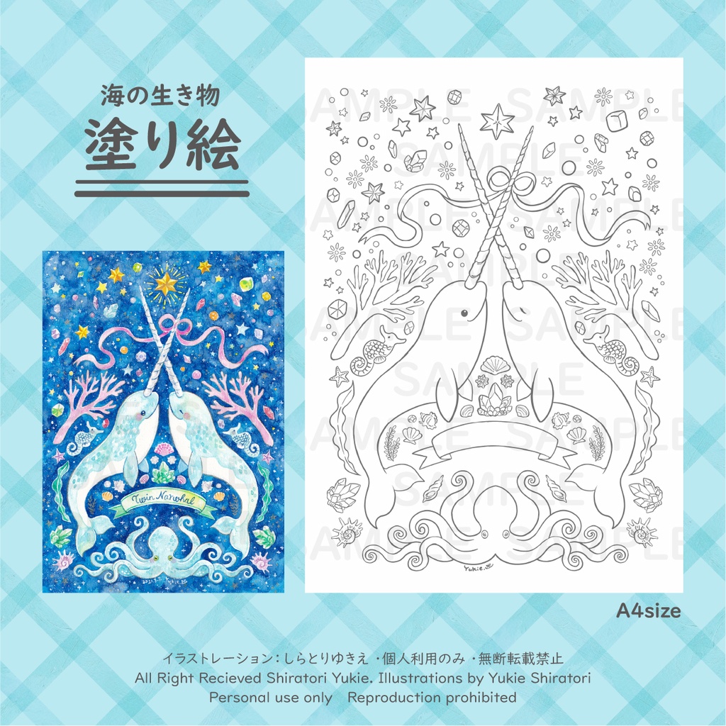 【3種類セット】海の生き物 塗り絵