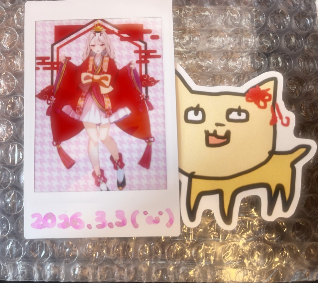 ひな祭り限定①全身+もちねこステッカー(日付&サイン入り)