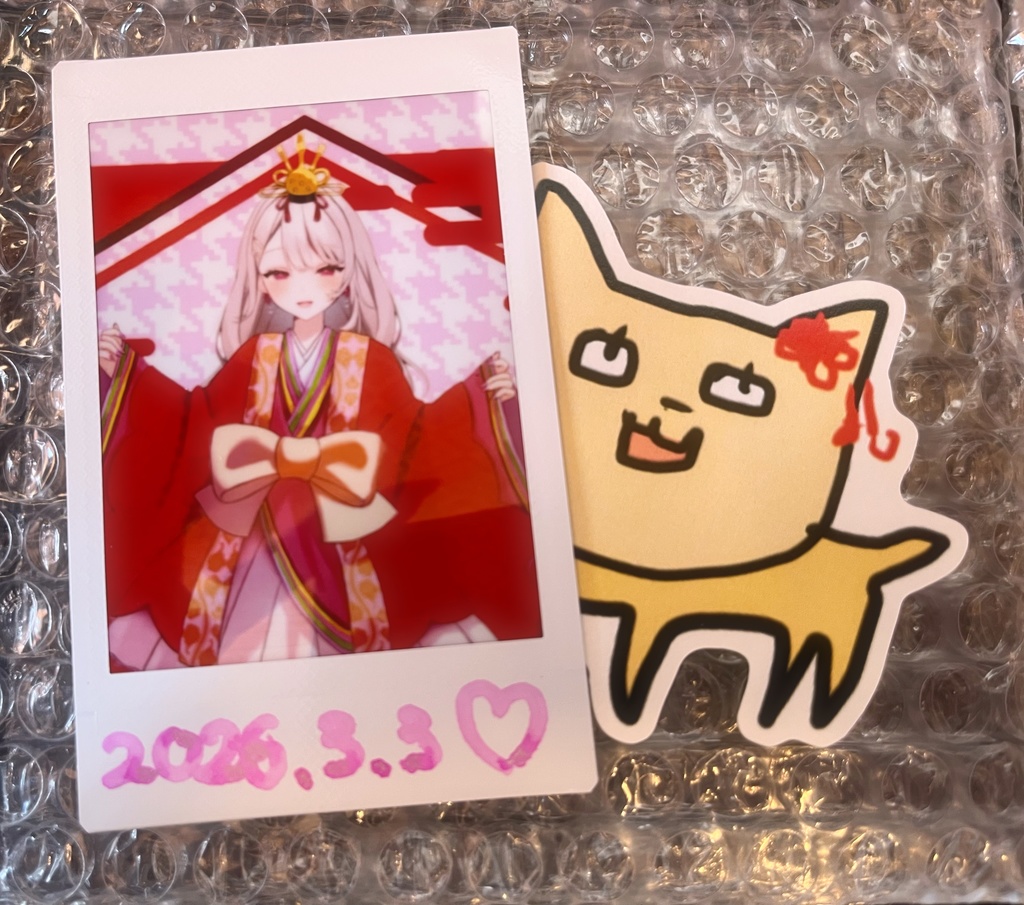 ひな祭り限定②アップ+もちねこステッカー(日付&サイン入り)