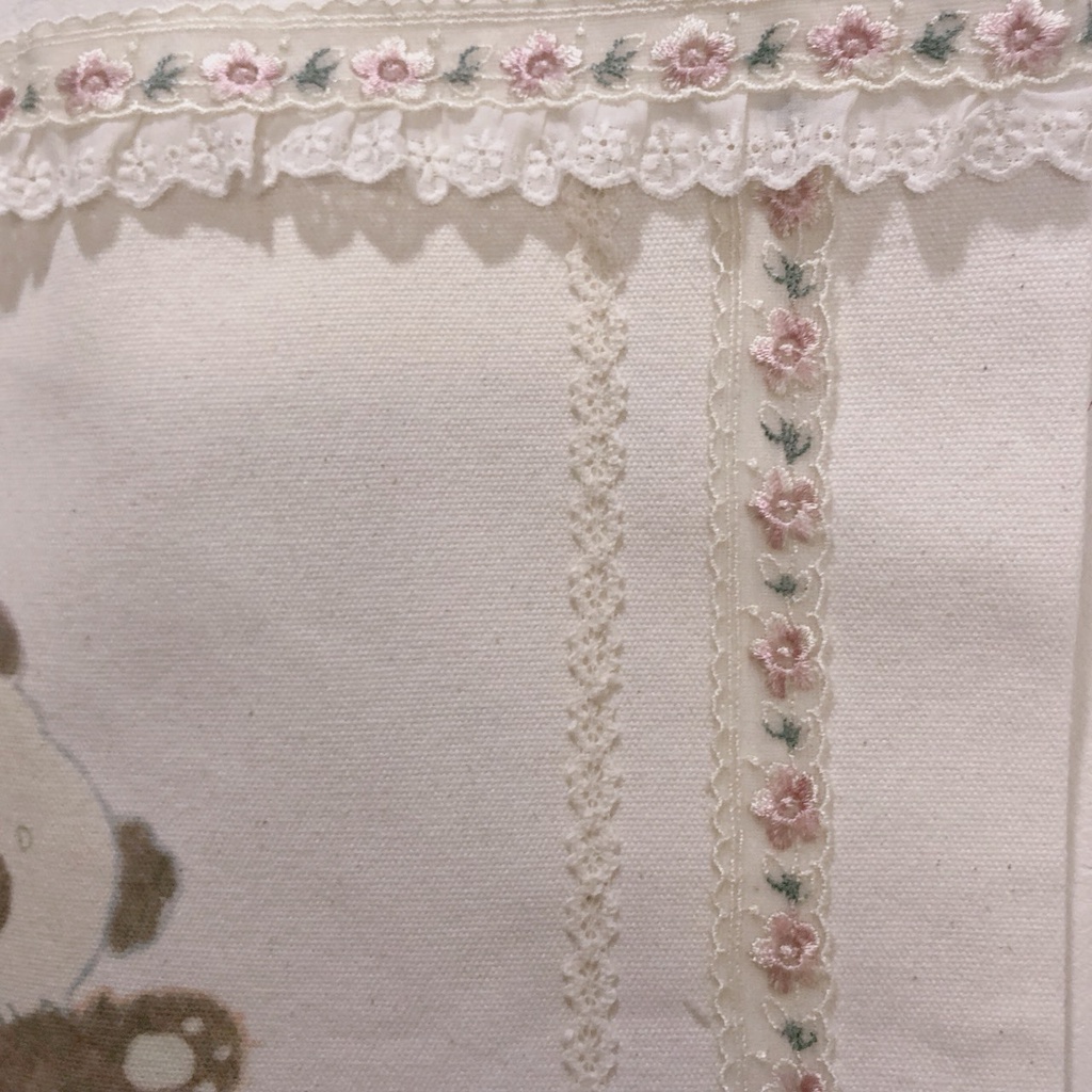 まろぱんリメイクトート"ピンクのおはな"