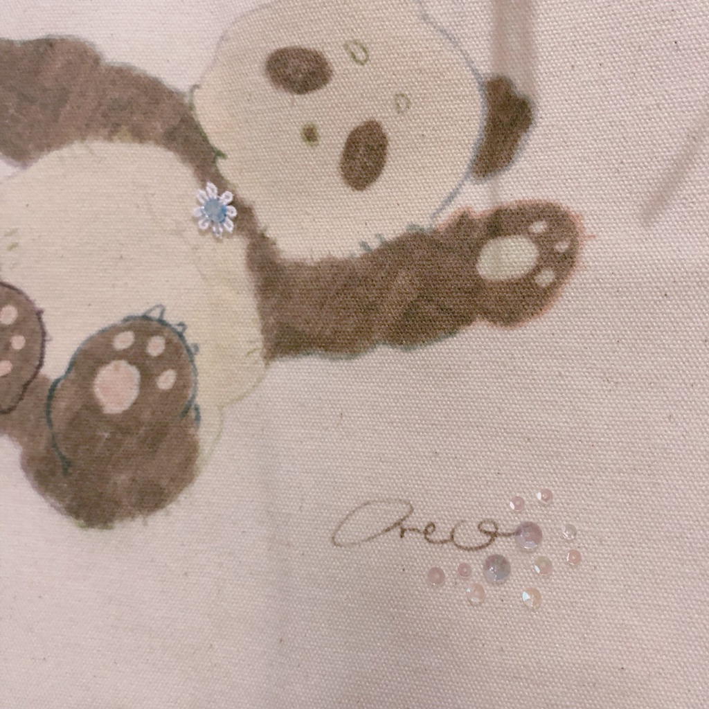 まろぱんリメイクトート"水色のおはな"