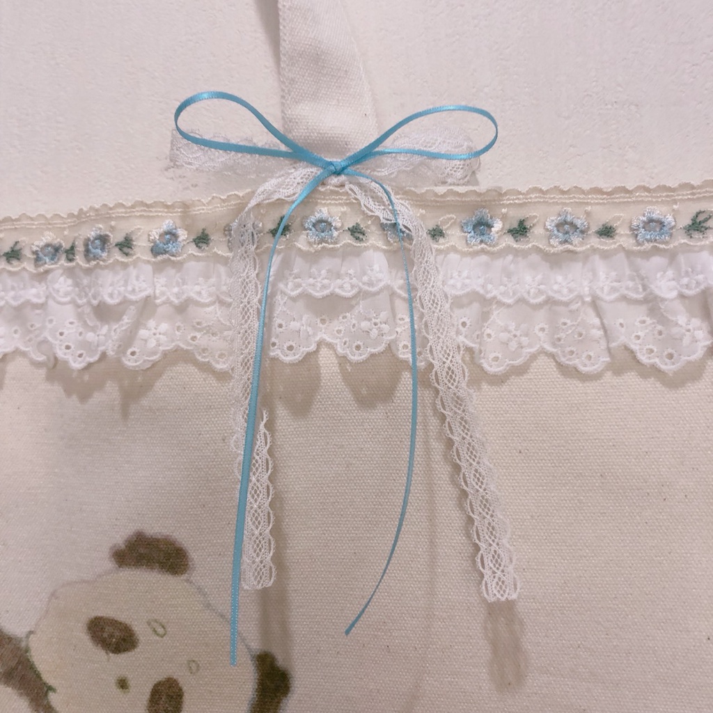 まろぱんリメイクトート"水色のおはな"