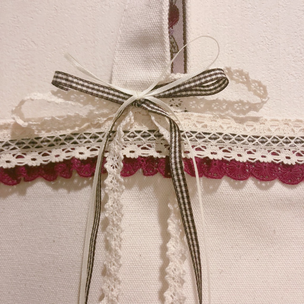 まろぱんリメイクトート"えんじ色といちご"