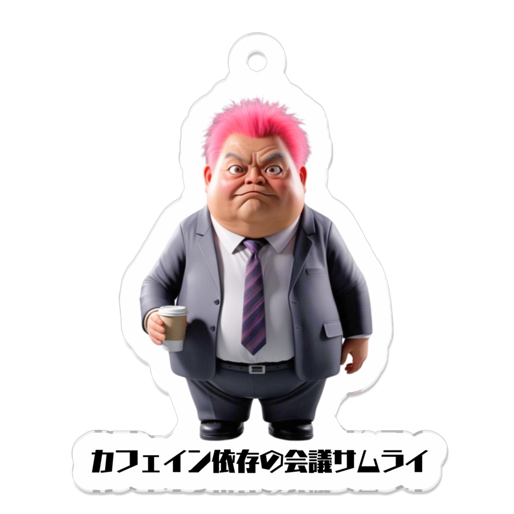 カフェイン依存の会議サムライ-アクリルキーホルダー