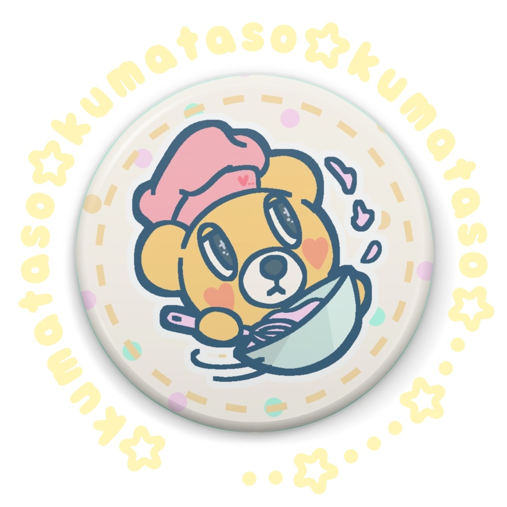 パティシエくまさん☆57mm缶バッジ パステルかわいい