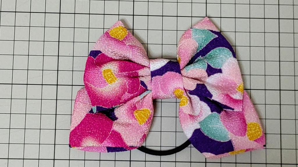 和柄のりぼんヘアゴム