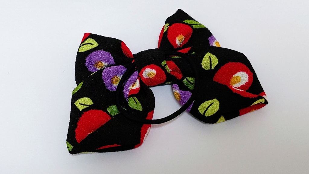 和柄のりぼんヘアゴム