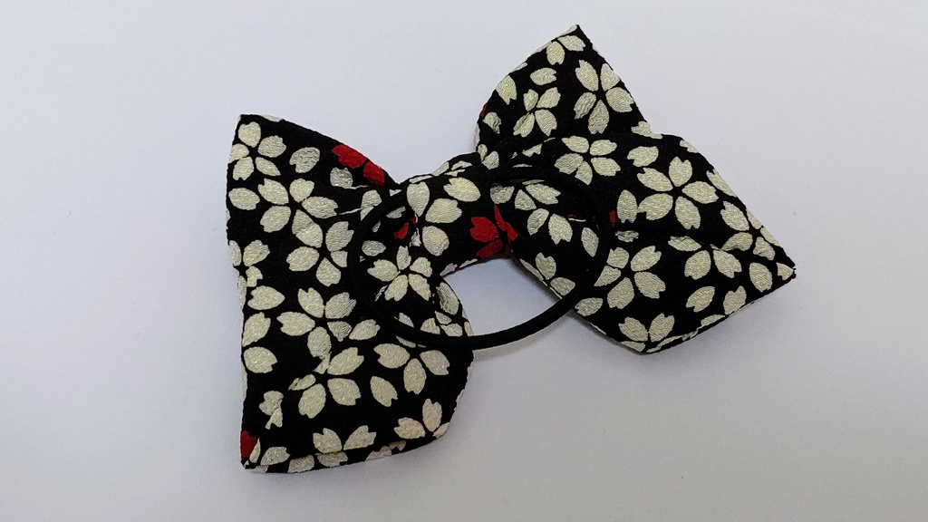 和柄のりぼんヘアゴム