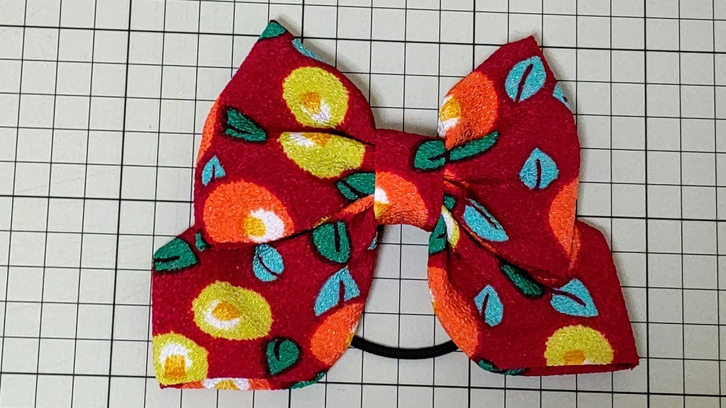 和柄のりぼんヘアゴム