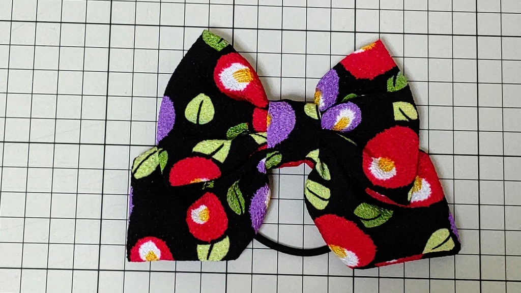 和柄のりぼんヘアゴム