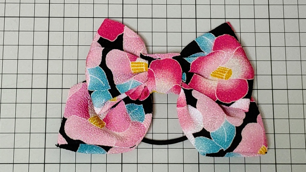 和柄のりぼんヘアゴム