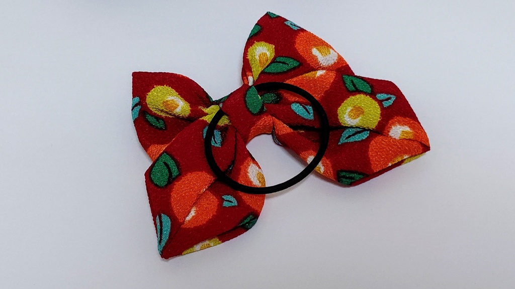 和柄のりぼんヘアゴム