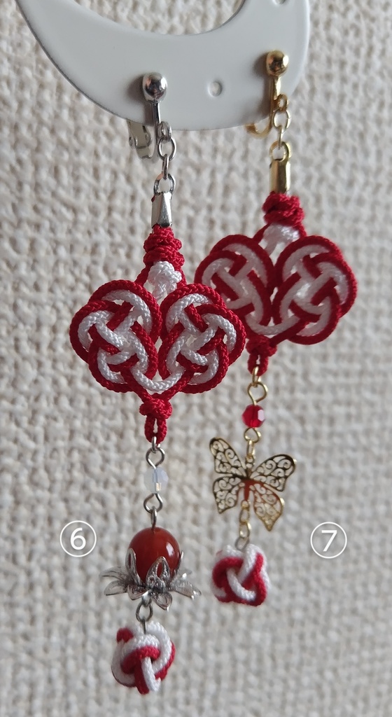 中華風耳飾り(結び玉)