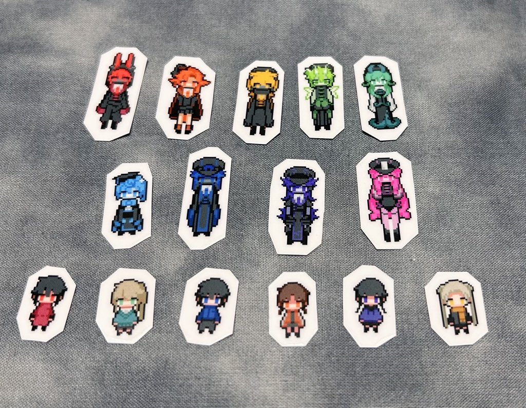 ドット絵クリアシール/キャラクターフレークシール