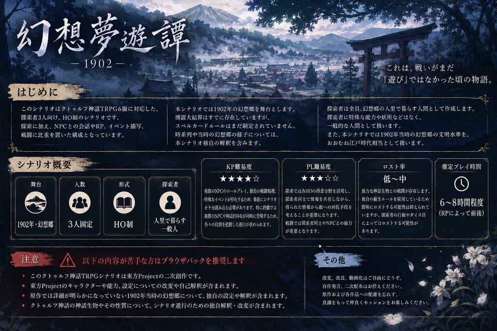 【東方Project×クトゥルフ神話TRPG】幻想夢遊譚