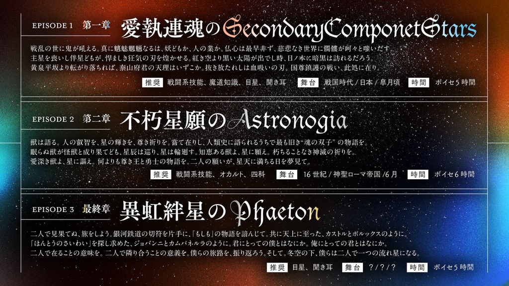 【CoCシナリオ】『異虹絆星のPhaeton』【クロメテAS】