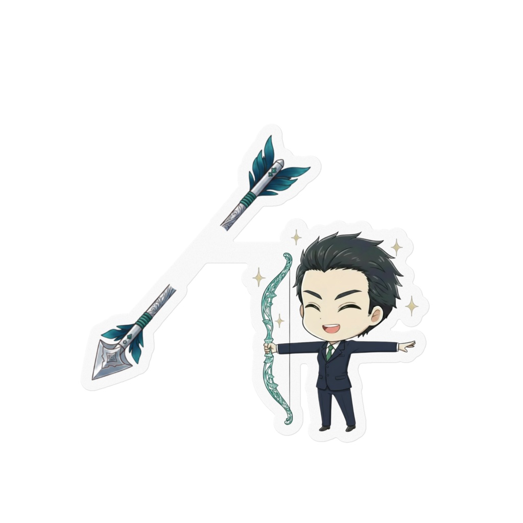 スマホ【ロゴマーク】射抜きステッカー!! 若手社員タイプ2