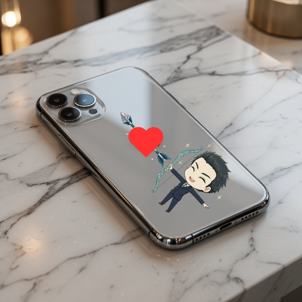 スマホ【ロゴマーク】射抜きステッカー!!　若手社員タイプ2