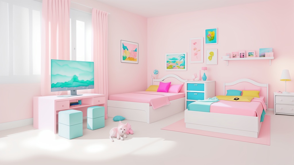 【商用可・無料】ガーリーな部屋の背景素材|10枚【配信背景など】