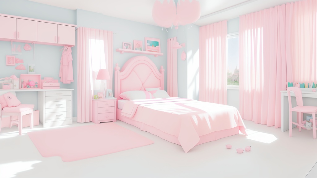 【商用可・無料】ガーリーな部屋の背景素材|10枚【配信背景など】