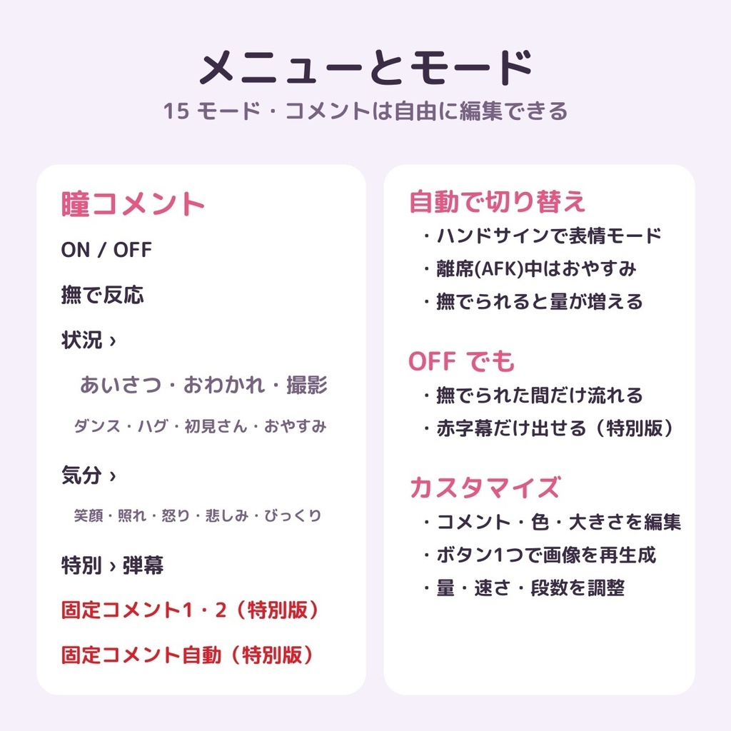 【MA対応】瞳コメント - 瞳の中にコメントが流れるアバターギミック【通常版/特別版】100%OFFセール