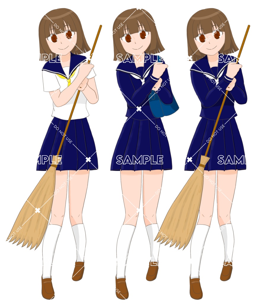 茶髪ボブの女の子(差分4種)