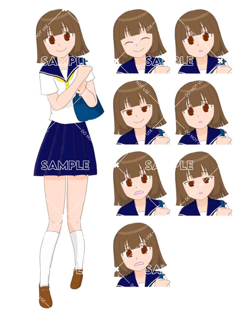 茶髪ボブの女の子(差分4種)