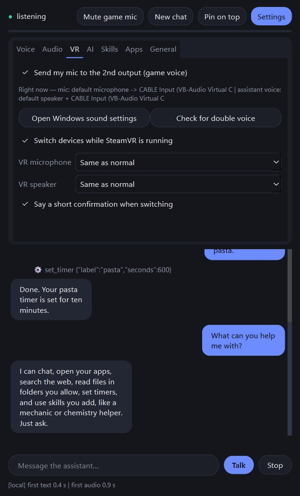 Voice Assistant: Windows用 ハンズフリー音声アシスタント(VR・ゲーム対応)