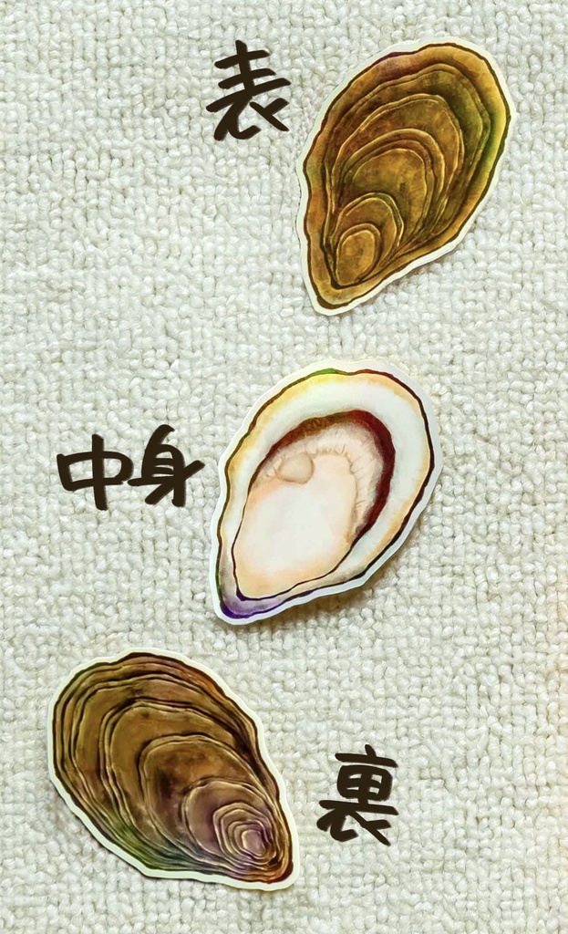 生牡蠣ダイカットシール(表/中身/裏)