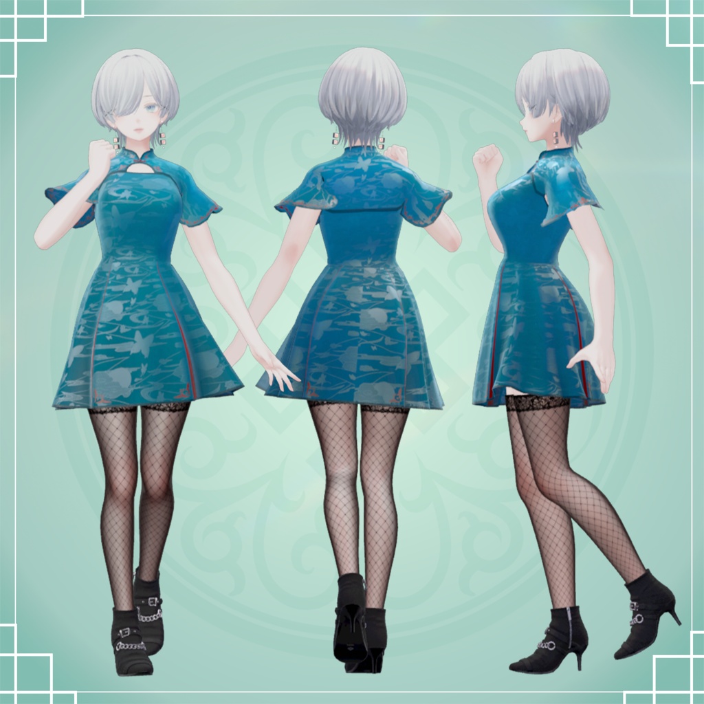 【森羅/マリシア対応】中華ドレス-胡蝶に宵月-