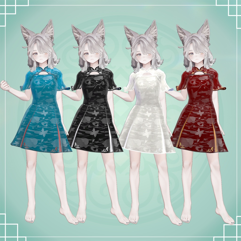 【森羅/マリシア対応】中華ドレス-胡蝶に宵月-