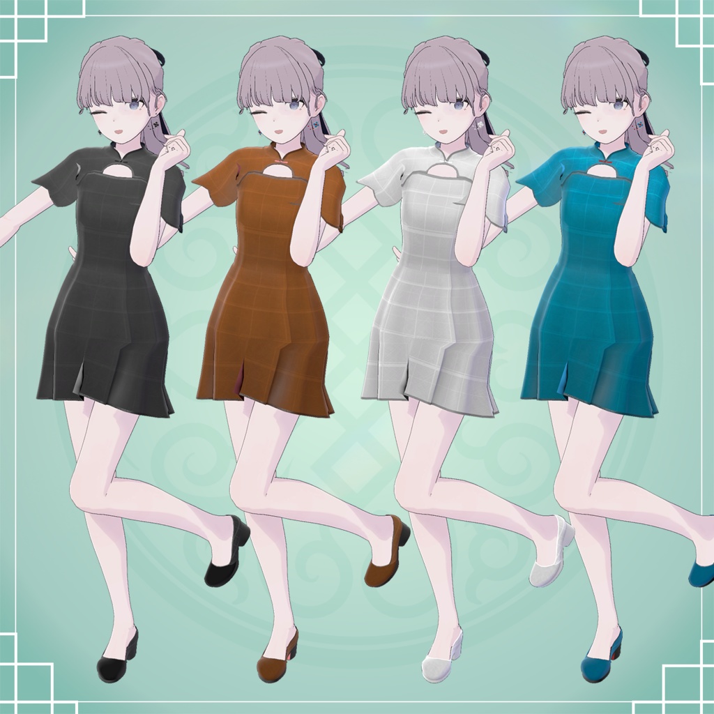 【Lapwing対応】中華ドレス-胡蝶に宵月-【中華ヒール付き】