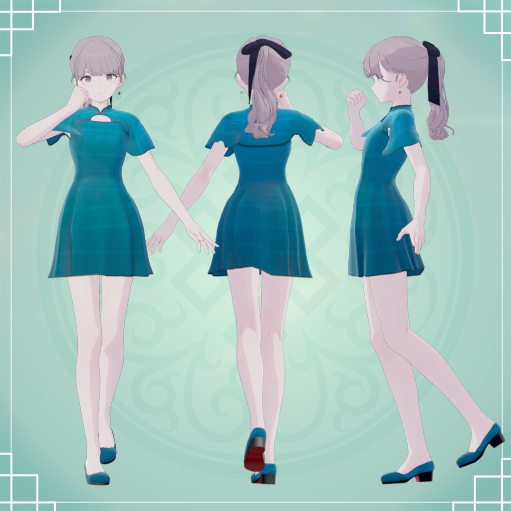 【Lapwing対応】中華ドレス-胡蝶に宵月-【中華ヒール付き】