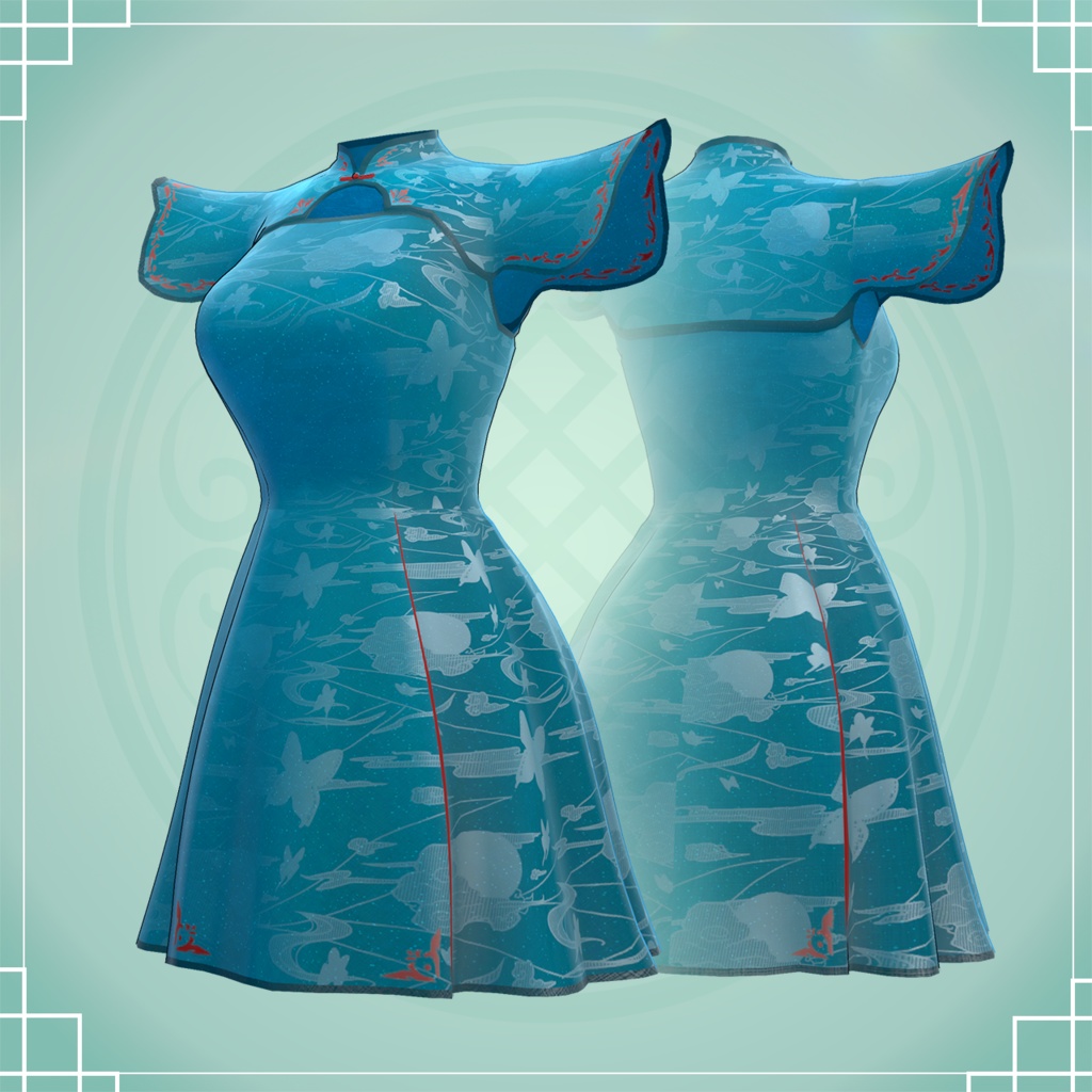 【Lapwing対応】中華ドレス-胡蝶に宵月-【中華ヒール付き】