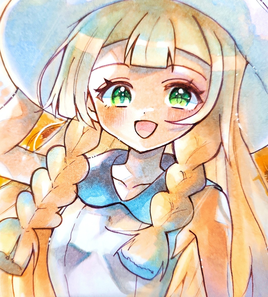 手描きイラスト☆ リーリエ ミニ色紙 原画